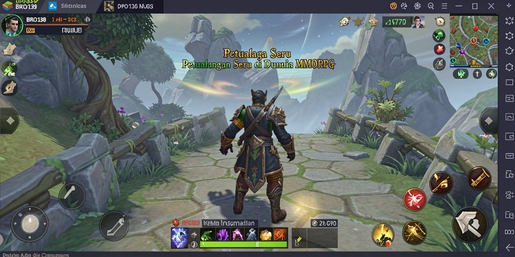 Tangkapan layar BRO138 menampilkan aksi seru dalam pertempuran MMORPG.