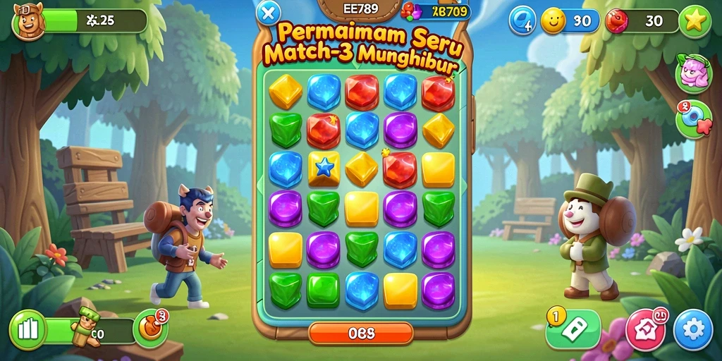 Tampilan gameplay menakjubkan dari permainan Match-3 EE789.