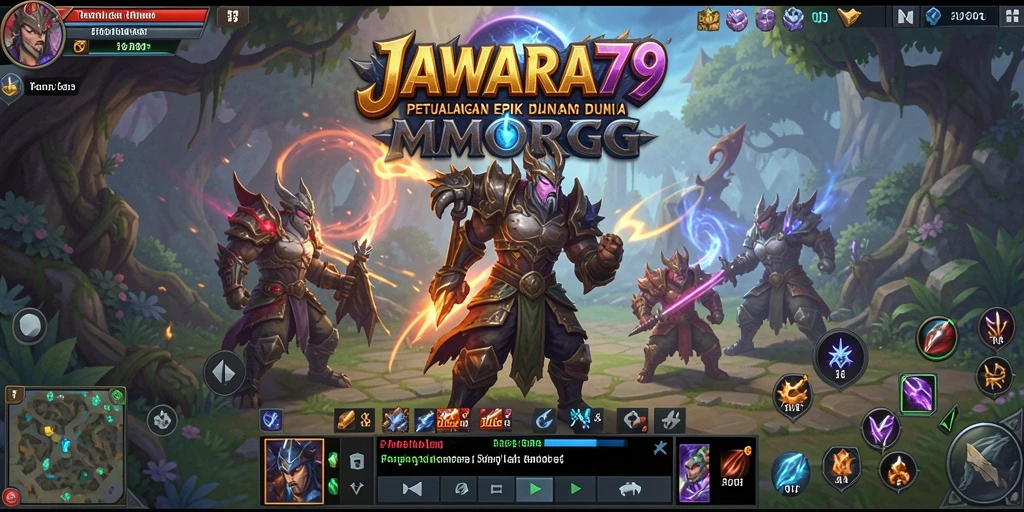 Screenshot gameplay menampilkan pertempuran seru di dunia <strong>JAWARA79</strong>.