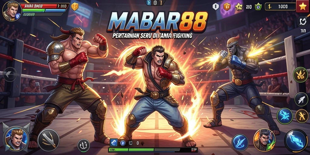 Screenshot gameplay MABAR88 menampilkan pertarungan seru dan karakter unik.