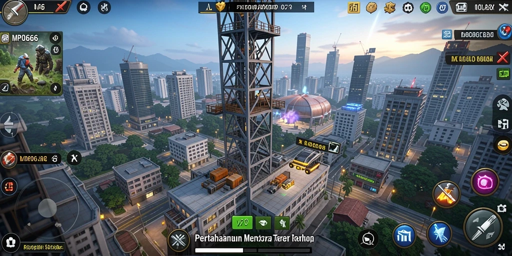 Tampilan gameplay seru dalam MPO666 saat melindungi menara dari serangan musuh.