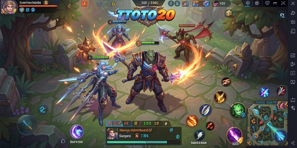 Cuplikan gameplay TOTO20 yang menunjukkan pertempuran tim yang epik.