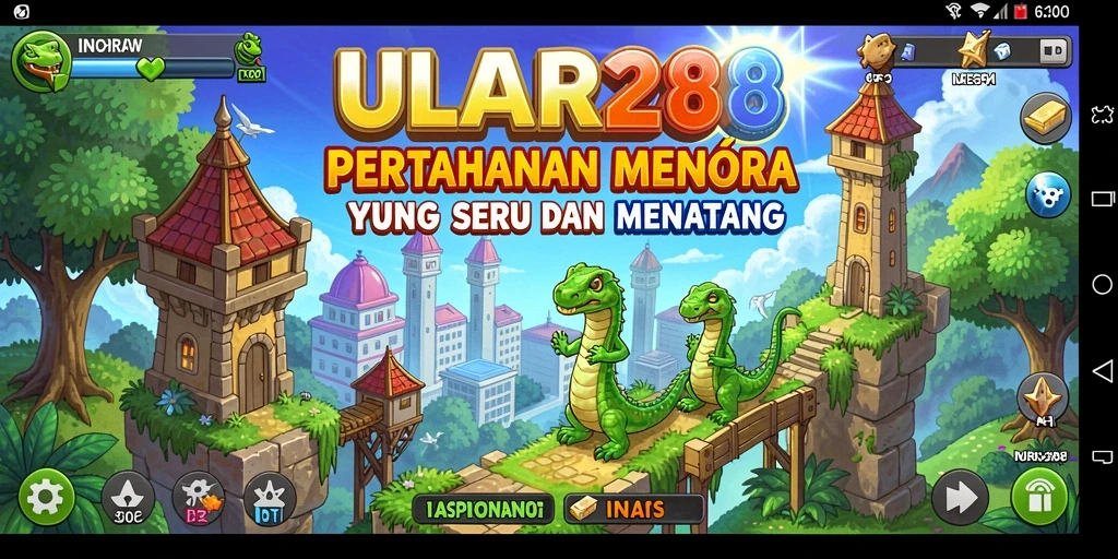 Screenshot gameplay ULAR288 menampilkan menara yang siap menahan serangan musuh.